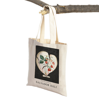 Salvador Dali Szürrealizmus Kubizmus Kiállítás Bevásárlótáska Tote Lady Kézitáska Dupla nyomtatás Újrafelhasználható alkalmi vászon női bevásárlótáskák