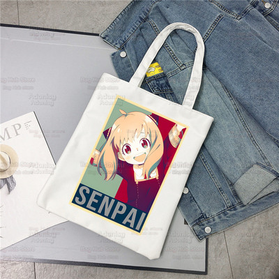 Spiegu x Ģimene Anya Smug Tote Bag Unisex Audekla somas Anime Anya Forger Iepirkumu somas Apdrukāta Ikdienas plecu soma Saliekama