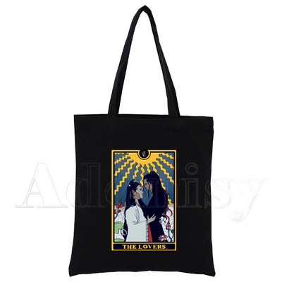 Mo Dao Zu Shi Print Canvas Tote Μαύρες τσάντες Harajuku Casual Γυναικείες τσάντες ώμου Tote Eco Shopper