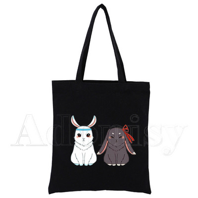 Mo Dao Zu Shi Print Canvas Tote Μαύρες τσάντες Harajuku Casual Γυναικείες τσάντες ώμου Tote Eco Shopper