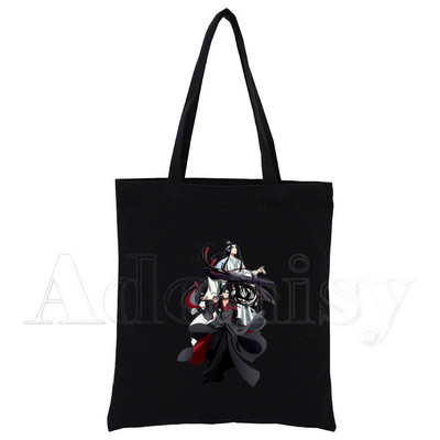Mo Dao Zu Shi Print Canvas Tote Μαύρες τσάντες Harajuku Casual Γυναικείες τσάντες ώμου Tote Eco Shopper