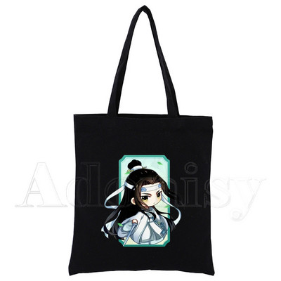 Mo Dao Zu Shi Print Canvas Tote Μαύρες τσάντες Harajuku Casual Γυναικείες τσάντες ώμου Tote Eco Shopper