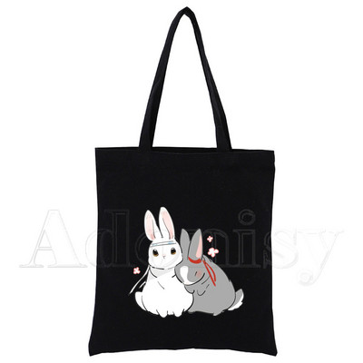 Mo Dao Zu Shi Print Canvas Tote Μαύρες τσάντες Harajuku Casual Γυναικείες τσάντες ώμου Tote Eco Shopper