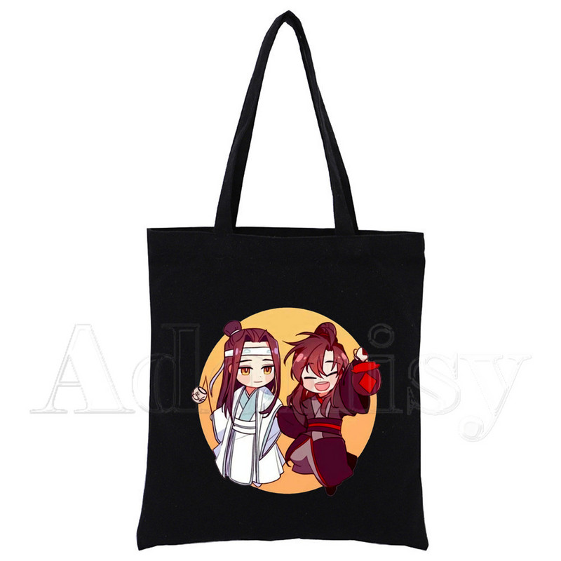 Mo Dao Zu Shi Print Canvas Tote Μαύρες τσάντες Harajuku Casual Γυναικείες τσάντες ώμου Tote Eco Shopper