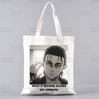Attack On Titan Mikasa Eren Yeager Shopping Bag Grocery Handbag Bolsas De Tela Tote Liberty Shingeki No Kyojin Shopping Bag Jute