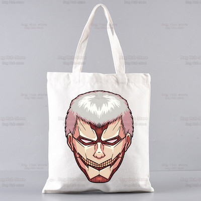 Attack On Titan Mikasa Eren Yeager Shopping Bag Grocery Handbag Bolsas De Tela Tote Liberty Shingeki No Kyojin Shopping Bag Jute