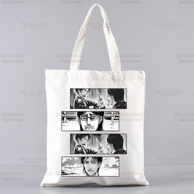 Attack On Titan Mikasa Eren Yeager Shopping Bag Grocery Handbag Bolsas De Tela Tote Liberty Shingeki No Kyojin Shopping Bag Jute