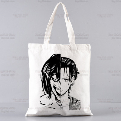 Attack On Titan Mikasa Eren Yeager Shopping Bag Grocery Handbag Bolsas De Tela Tote Liberty Shingeki No Kyojin Shopping Bag Jute