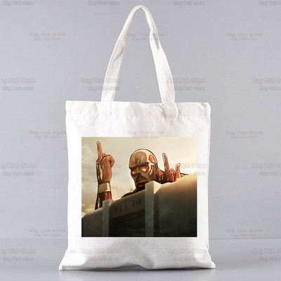 Attack On Titan Mikasa Eren Yeager Shopping Bag Grocery Handbag Bolsas De Tela Tote Liberty Shingeki No Kyojin Shopping Bag Jute
