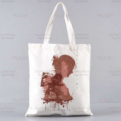 Attack On Titan Mikasa Eren Yeager Shopping Bag Grocery Handbag Bolsas De Tela Tote Liberty Shingeki No Kyojin Shopping Bag Jute