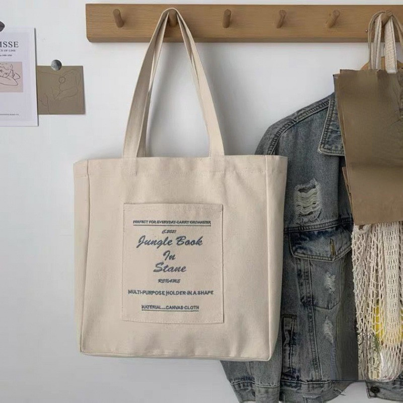 Női vászon válltáska Dzsungel könyvnyomtatás női alkalmi kézitáska hordtáska nagy kapacitású pamut, újrafelhasználható bevásárló strandtáska