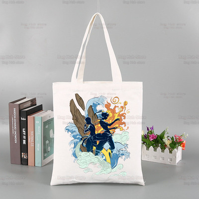 Avatar The Last Airbender Torba za višekratnu kupovinu Ženska platnena Anime Voda Zemlja Vatra Zrak Torbe Eko torba Shopper Torbe za rame