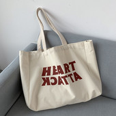 Női táska vásárló leveles kézitáskák állítható cipzáras nyomat Harajuku koreai esztétikus vászon nagy kapacitású hordtáskák váll