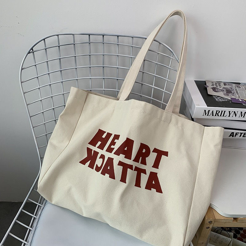 Női táska vásárló leveles kézitáskák állítható cipzáras nyomat Harajuku koreai esztétikus vászon nagy kapacitású hordtáskák váll