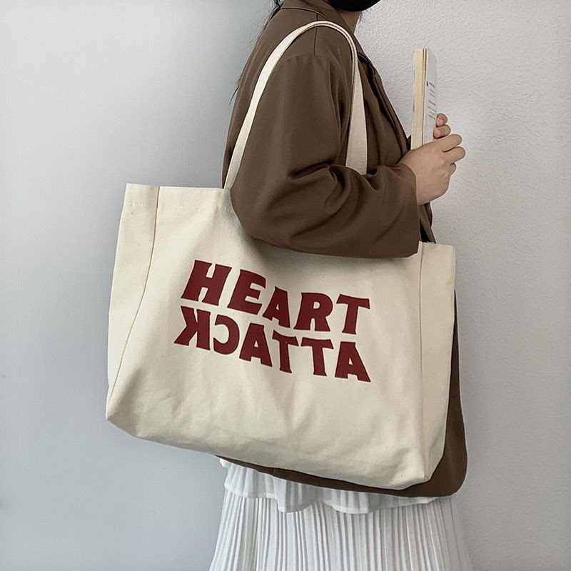 Női táska vásárló leveles kézitáskák állítható cipzáras nyomat Harajuku koreai esztétikus vászon nagy kapacitású hordtáskák váll