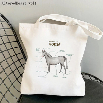 Дамска чанта Shoper Anatomy of a Horse Kawaii Bag Harajuku Shopping Canvas Shopper Bag Дамска чанта за момиче Tote Shoulder Lady Bag