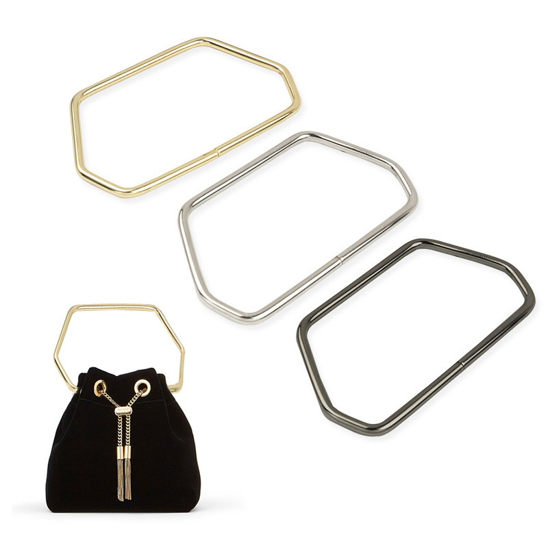 Mâner metalic trapezoid hexagonal puternic pentru genți de mână, feronerie pentru bagaje, accesoriu pentru geanți, cadou, auriu, argint, cadru de posetă