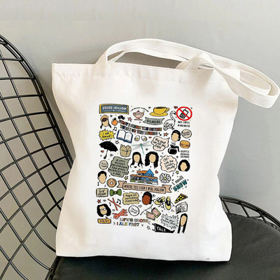 2022 Shopper Tow Femei Gilmore Fete Printed Tote Geantă Femei Harajuku Shopper Geantă de mână Geanta de umăr Geanta de cumpărături Lady Canvas Bag