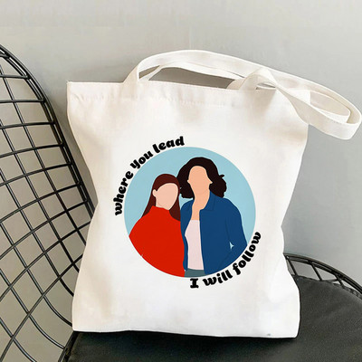 2022 Shopper Tow Femei Gilmore Fete Printed Tote Geantă Femei Harajuku Shopper Geantă de mână Geanta de umăr Geanta de cumpărături Lady Canvas Bag