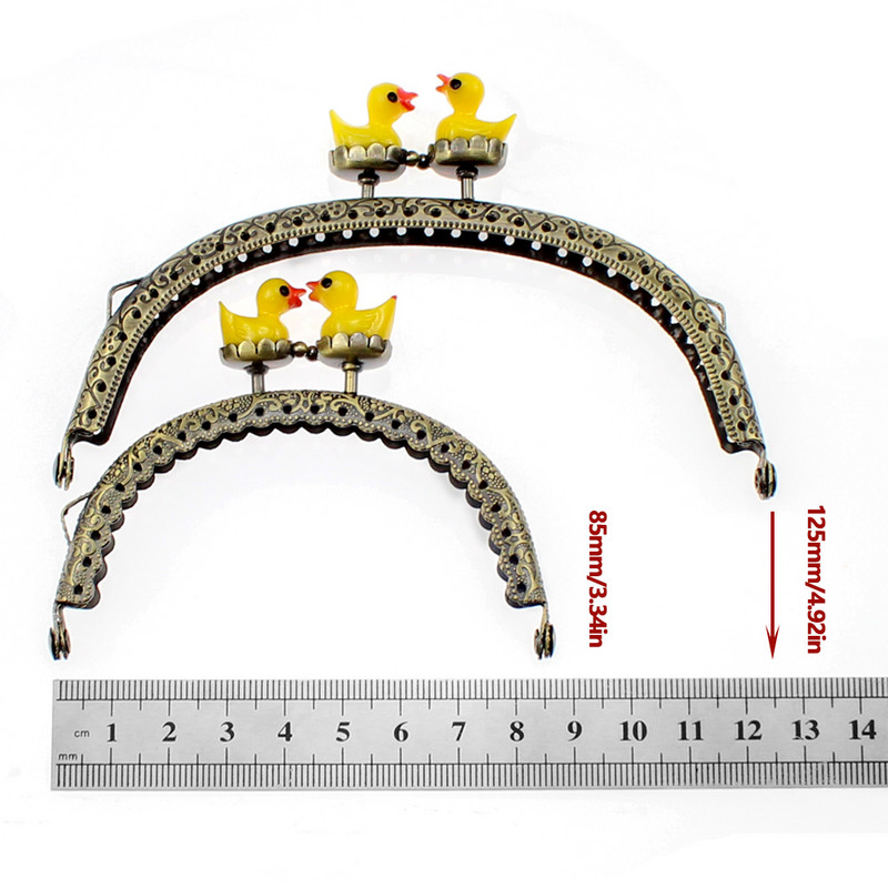 8,5/12,5 cm Sárga kacsa csók zár táskákhoz Bronz fém ív csipke pénztárca keret Barkács kézműves pénztárca varrás kiegészítők