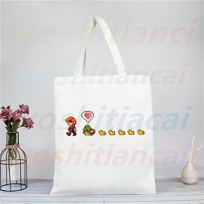 Stardew Valley Farm Pelican Town játék Vászon válltáska női kézitáskák számára Eco újrafelhasználható bevásárlótáska Vintage Ulzzang táskák