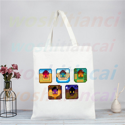 Stardew Valley Farm Pelican Town játék Vászon válltáska női kézitáskák számára Eco újrafelhasználható bevásárlótáska Vintage Ulzzang táskák