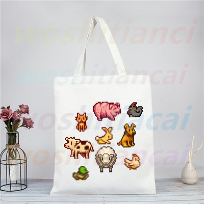 Stardew Valley Farm Pelican Town játék Vászon válltáska női kézitáskák számára Eco újrafelhasználható bevásárlótáska Vintage Ulzzang táskák