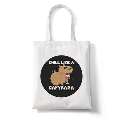Kawaii Capybara Animal Rajzfilm Nagy vásárlótáska Nyomtatás Vászontartó táska Kézitáska Női Táska Harajuku válltáska Strandtáska Női táska