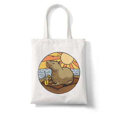 Kawaii Capybara Animal Rajzfilm Nagy vásárlótáska Nyomtatás Vászontartó táska Kézitáska Női Táska Harajuku válltáska Strandtáska Női táska