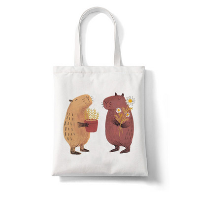 Kawaii Capybara Animal Rajzfilm Nagy vásárlótáska Nyomtatás Vászontartó táska Kézitáska Női Táska Harajuku válltáska Strandtáska Női táska