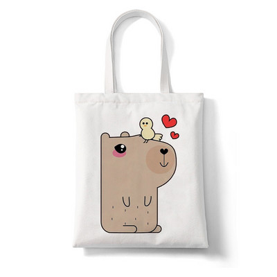 Kawaii Capybara Animal Rajzfilm Nagy vásárlótáska Nyomtatás Vászontartó táska Kézitáska Női Táska Harajuku válltáska Strandtáska Női táska