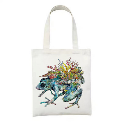 2021. Ženska platnena torba na rame Studentska torba Frog Ženska torba Korejska moda Torba za višekratnu upotrebu velikog kapaciteta