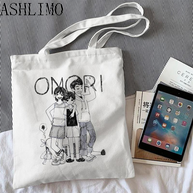 2022. aasta uus mäng Omori Naiste lõuendist õlakott Naistele ostukotid Puuvillane riie Kangas Toidupoed Käekotid Kangasraamatukott Tüdrukutele