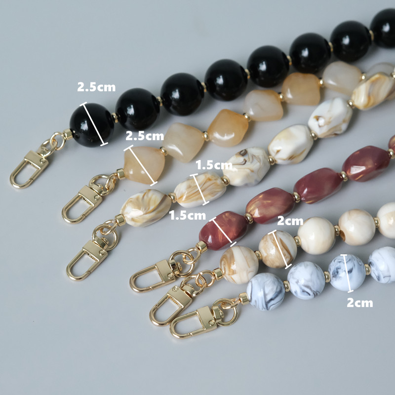 Accesoriu pentru geantă de femeie nouă, negru, bej, roșu, mărgele din rășină acrilică, brățară artizanală pentru femei, lanț de mâner pentru geanta de schimb