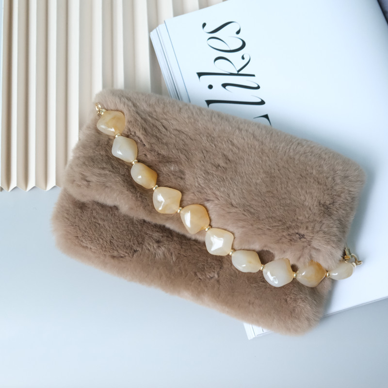 Accesoriu pentru geantă de femeie nouă, negru, bej, roșu, mărgele din rășină acrilică, brățară artizanală pentru femei, lanț de mâner pentru geanta de schimb