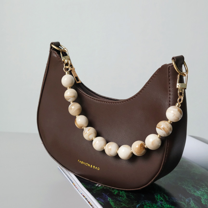 Accesoriu pentru geantă de femeie nouă, negru, bej, roșu, mărgele din rășină acrilică, brățară artizanală pentru femei, lanț de mâner pentru geanta de schimb