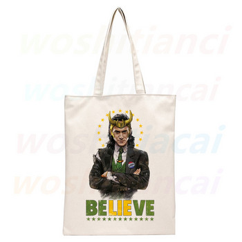 Loki Canvas Shoulder Tote Bag για γυναικείες τσάντες Eco επαναχρησιμοποιούμενες τσάντες αγορών Vintage τσάντες