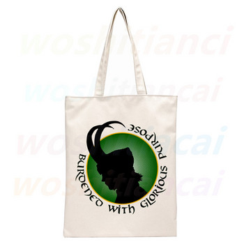 Loki Canvas Shoulder Tote Bag για γυναικείες τσάντες Eco επαναχρησιμοποιούμενες τσάντες αγορών Vintage τσάντες