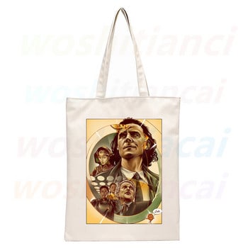 Loki Canvas Shoulder Tote Bag για γυναικείες τσάντες Eco επαναχρησιμοποιούμενες τσάντες αγορών Vintage τσάντες