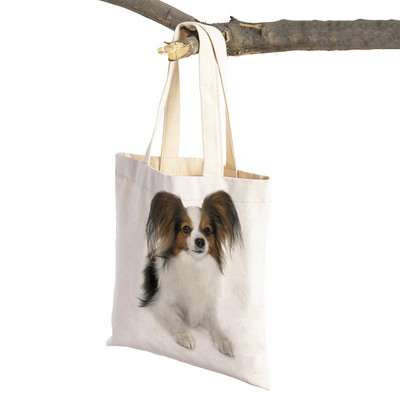 Mados mielas naminis gyvūnėlis šuo studentas drobė apsipirkimas MINI Jorkšyro rankinė Daugkartinio naudojimo dvigubo rašto laisvalaikio krepšys moterims