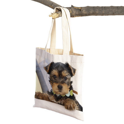 Mados mielas naminis gyvūnėlis šuo studentas drobė apsipirkimas MINI Jorkšyro rankinė Daugkartinio naudojimo dvigubo rašto laisvalaikio krepšys moterims