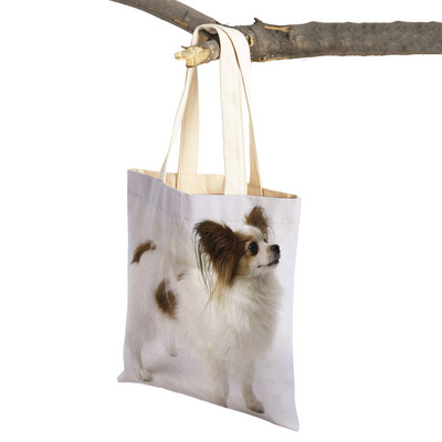 Mados mielas naminis gyvūnėlis šuo studentas drobė apsipirkimas MINI Jorkšyro rankinė Daugkartinio naudojimo dvigubo rašto laisvalaikio krepšys moterims