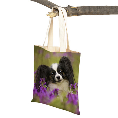 Mados mielas naminis gyvūnėlis šuo studentas drobė apsipirkimas MINI Jorkšyro rankinė Daugkartinio naudojimo dvigubo rašto laisvalaikio krepšys moterims