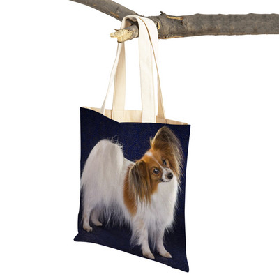 Mados mielas naminis gyvūnėlis šuo studentas drobė apsipirkimas MINI Jorkšyro rankinė Daugkartinio naudojimo dvigubo rašto laisvalaikio krepšys moterims