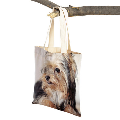 Mados mielas naminis gyvūnėlis šuo studentas drobė apsipirkimas MINI Jorkšyro rankinė Daugkartinio naudojimo dvigubo rašto laisvalaikio krepšys moterims