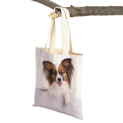 Mados mielas naminis gyvūnėlis šuo studentas drobė apsipirkimas MINI Jorkšyro rankinė Daugkartinio naudojimo dvigubo rašto laisvalaikio krepšys moterims