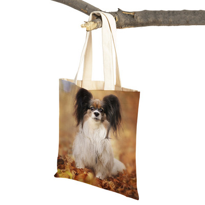 Mados mielas naminis gyvūnėlis šuo studentas drobė apsipirkimas MINI Jorkšyro rankinė Daugkartinio naudojimo dvigubo rašto laisvalaikio krepšys moterims