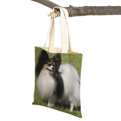 Mados mielas naminis gyvūnėlis šuo studentas drobė apsipirkimas MINI Jorkšyro rankinė Daugkartinio naudojimo dvigubo rašto laisvalaikio krepšys moterims