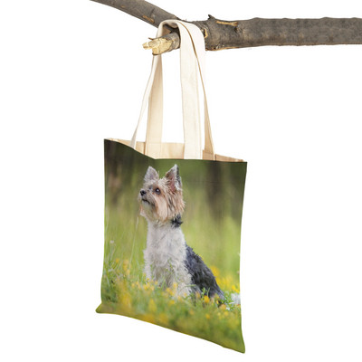 Mados mielas naminis gyvūnėlis šuo studentas drobė apsipirkimas MINI Jorkšyro rankinė Daugkartinio naudojimo dvigubo rašto laisvalaikio krepšys moterims