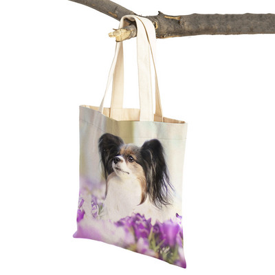 Mados mielas naminis gyvūnėlis šuo studentas drobė apsipirkimas MINI Jorkšyro rankinė Daugkartinio naudojimo dvigubo rašto laisvalaikio krepšys moterims